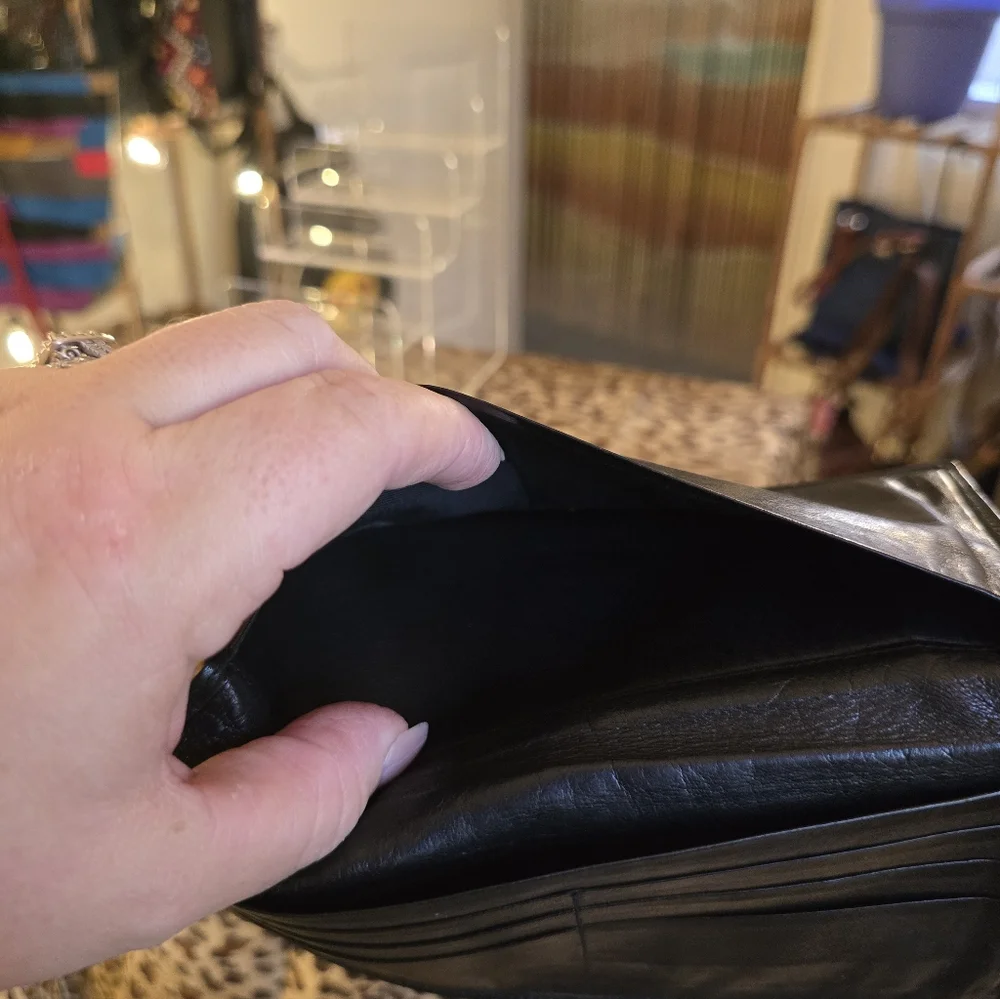 Dior Black Leather Wallet With Gold Accent